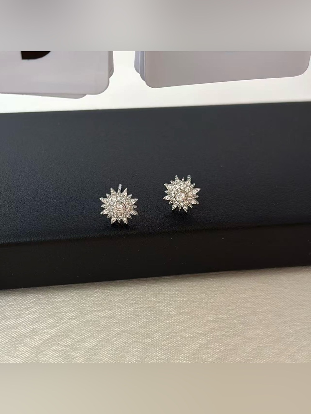 9mm CZ Sun Stud Earrings for Men Women,Streetwear Punk Hip Hop Unisex Style